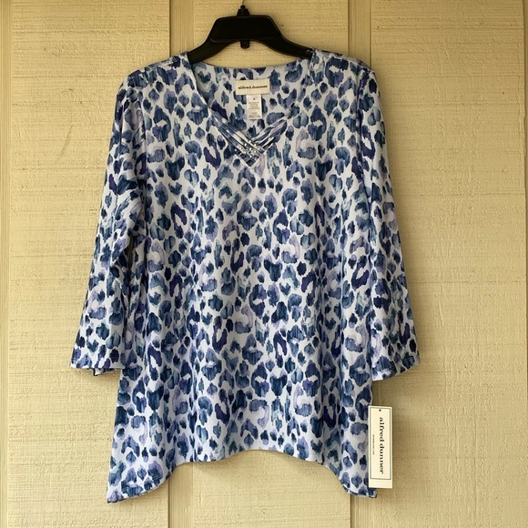 Alfred Dunner Top Blue Animal Print Montana Sky - Picture 12 of 15